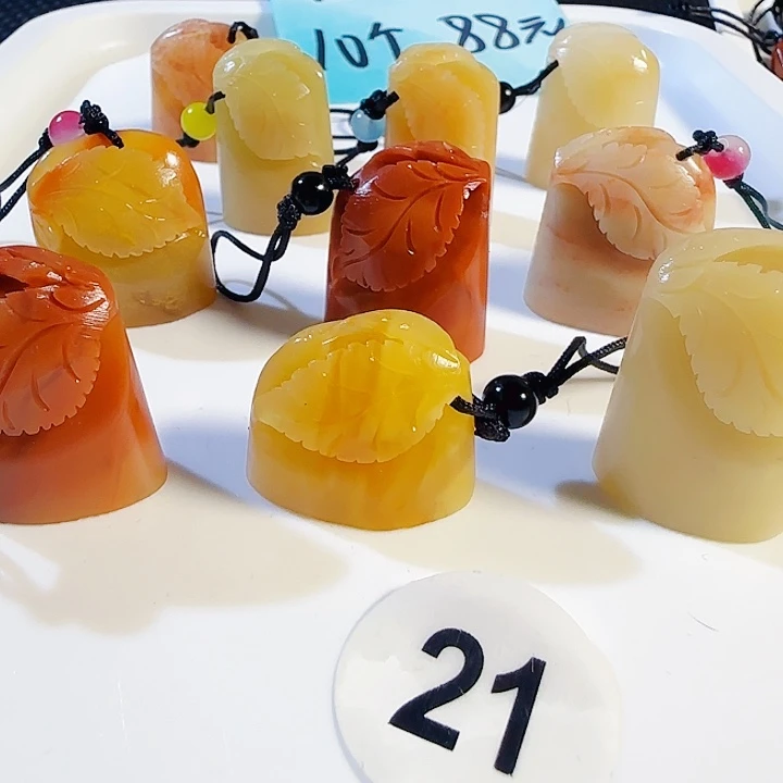 印石青田石老挝石手工精雕叶子10个88元，尺寸2.多