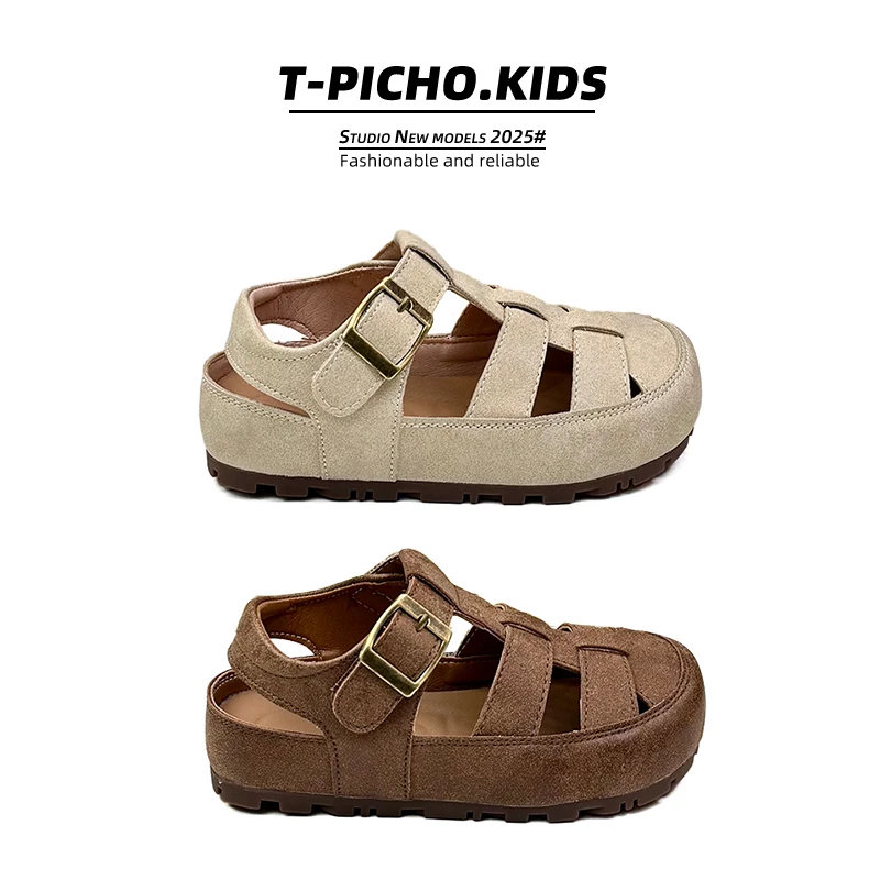 女童勃肯包头凉鞋2025夏季新款宝宝鞋子小女孩百搭休闲沙滩鞋-756