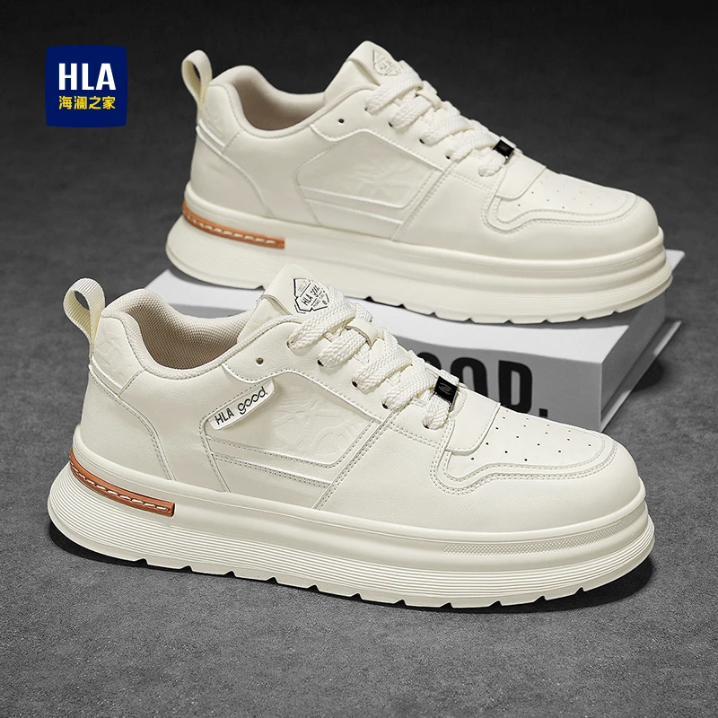 HLA/海澜之家男鞋春季新款潮流百搭休闲板鞋男士厚底增高小白潮鞋