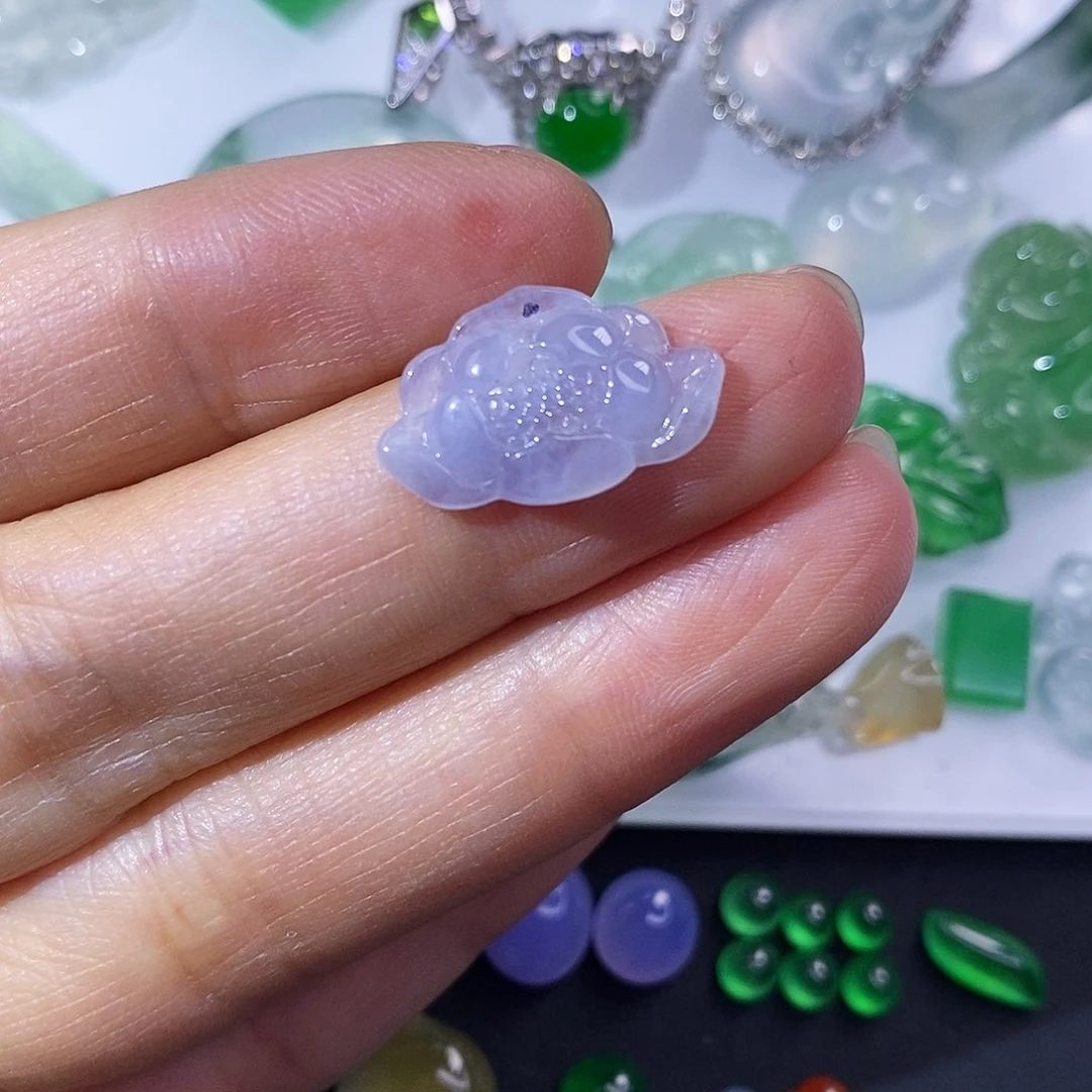未镶嵌定制翡翠翡翠紫莲花微瑕