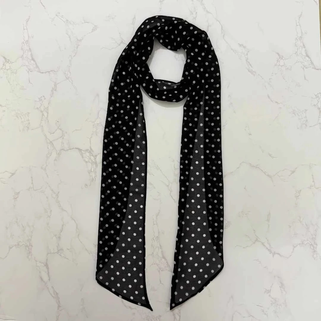 复古时髦波点长条丝巾女y2k辣妹时尚百搭装饰细窄飘带丝带高颜值