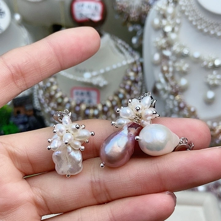 淡水珍珠颈饰银S925镶嵌乐*