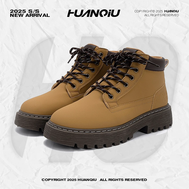 环球厚底马丁靴男款2025新款秋季男鞋百搭休闲户外潮流高帮工装鞋