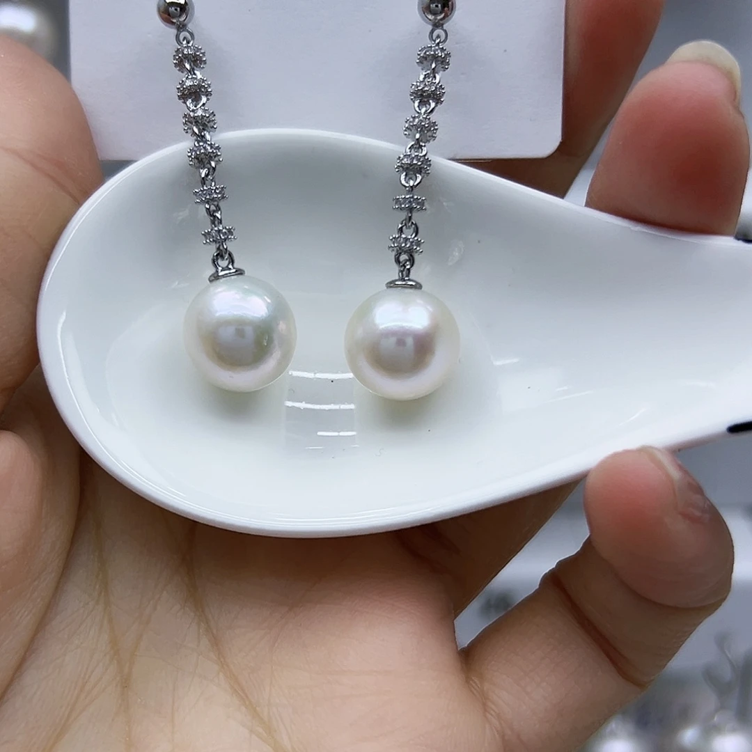银S925镶嵌耳饰淡水珍珠