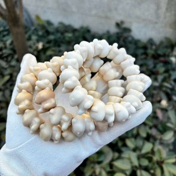 六六纯木干磨原果雕刻小熊单圈文玩绕指柔男女可戴