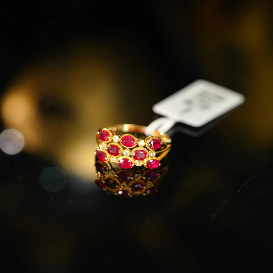 【初见珠宝】18K金红宝石戒指22-2CH176X120【多样性发一件】