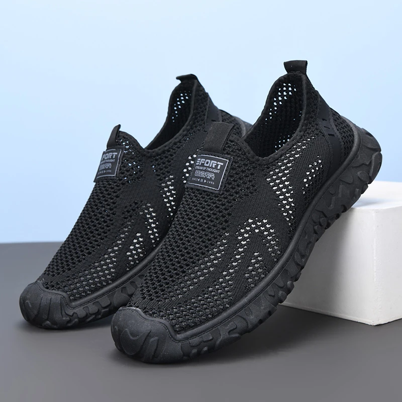 夏季老北京布鞋男新款透气网面爸爸鞋防滑软底一脚蹬镂空男士网鞋