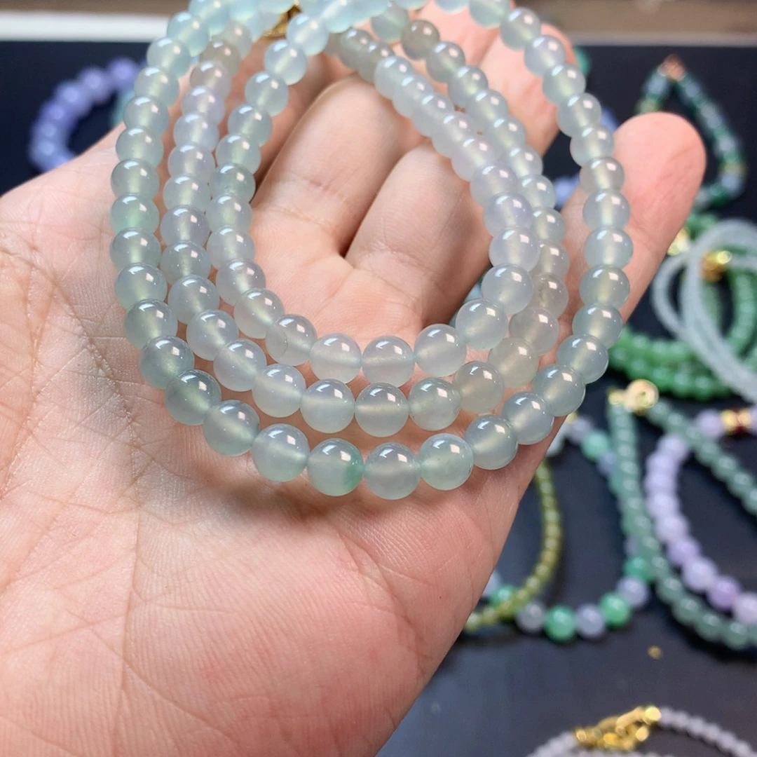 定制翡翠未镶嵌卡6.5冰晴长串