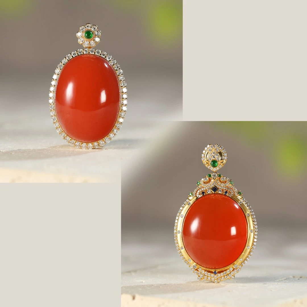 18K金南红吊坠(多样性发其一）