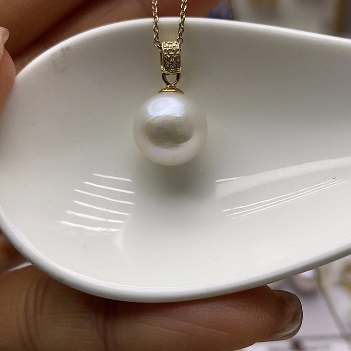 淡水珍珠银S925镶嵌吊坠