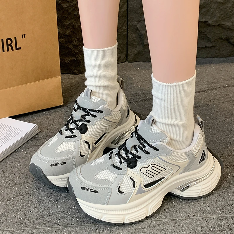 欧货老爹鞋女ins潮2025春爆款网面百搭厚底增高网红超火运动休闲