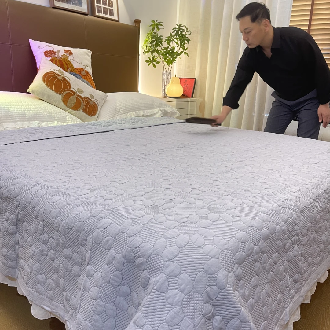 2025新款【太阳花系列床盖】莫代尔床盖/印花绗缝单床盖/一片过