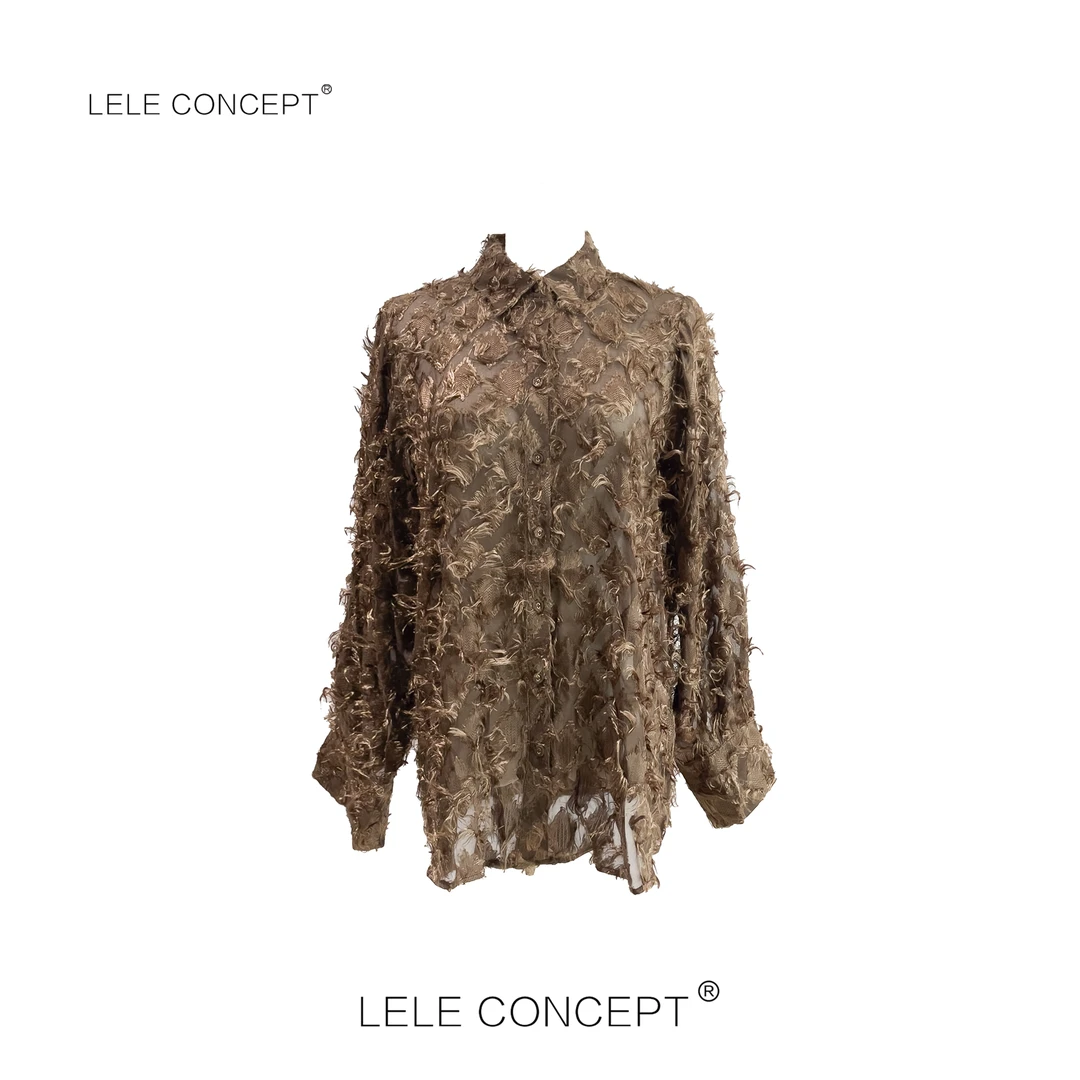 LELE CONCEPT丨都市减龄菱形块工艺衬衫FC25C0140Y