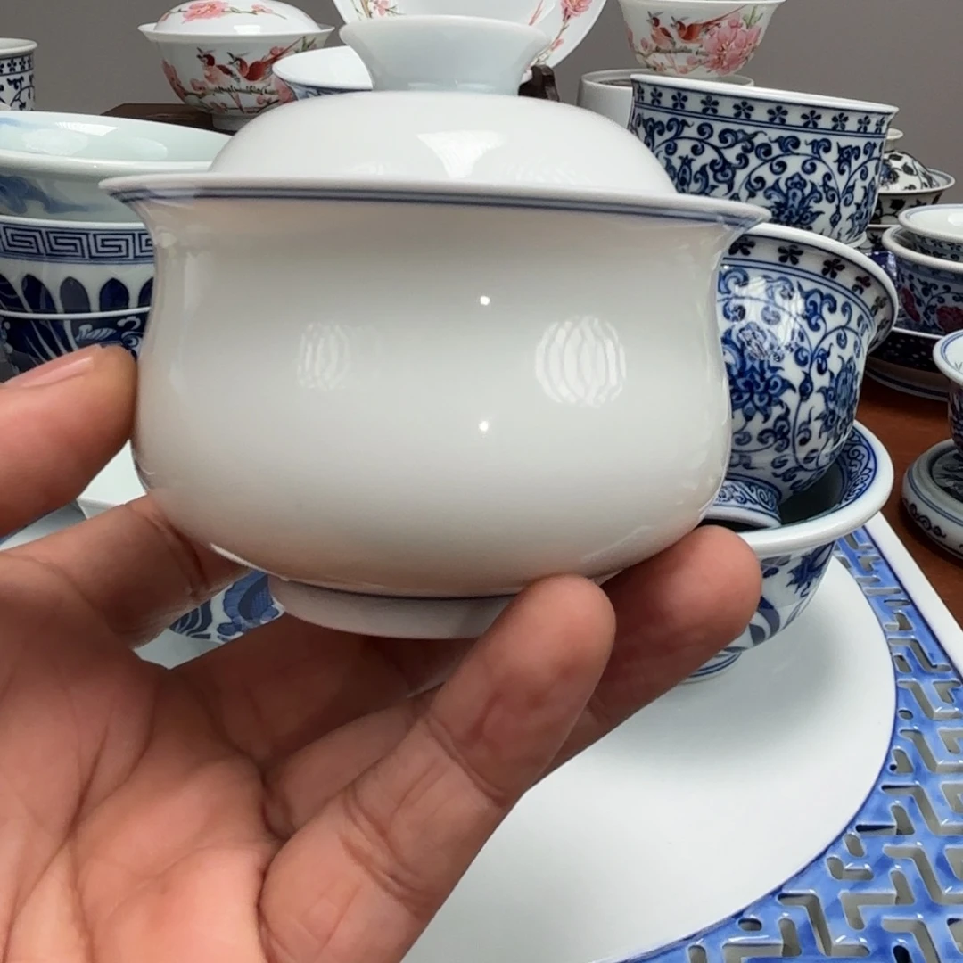 茶具超薄胎布袋盖碗景德镇发货