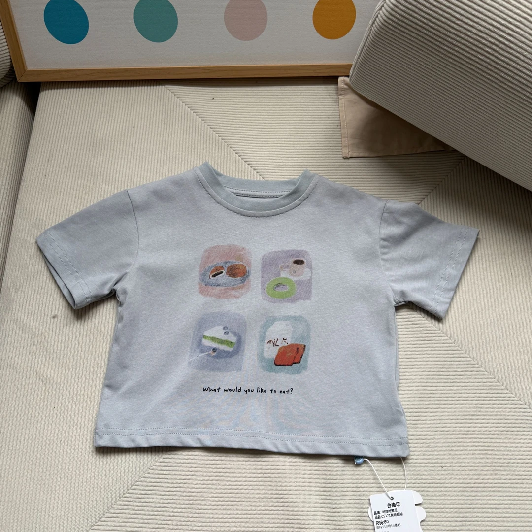CS171-童装男童韩系食物图案短袖夏季新款帅气童宝宝T恤棉
