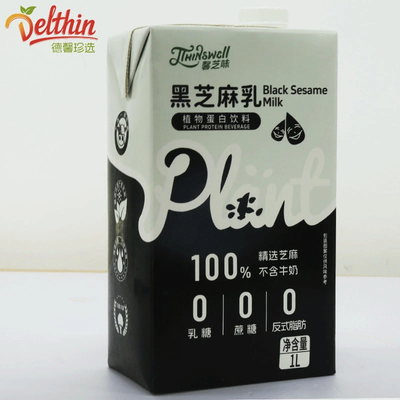 德罄珍选 馨芝味黒芝麻乳植物蛋白饮料 0乳糖 0蔗糖 营养早餐奶1L