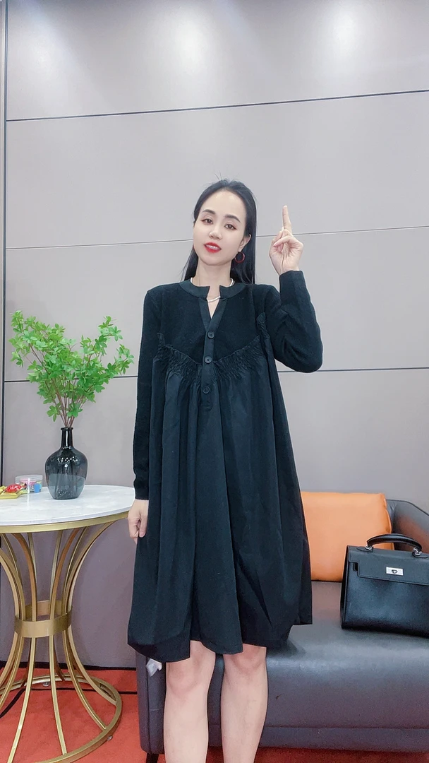 3938连衣裙蕾丝气质长袖时尚宽松拼接女装