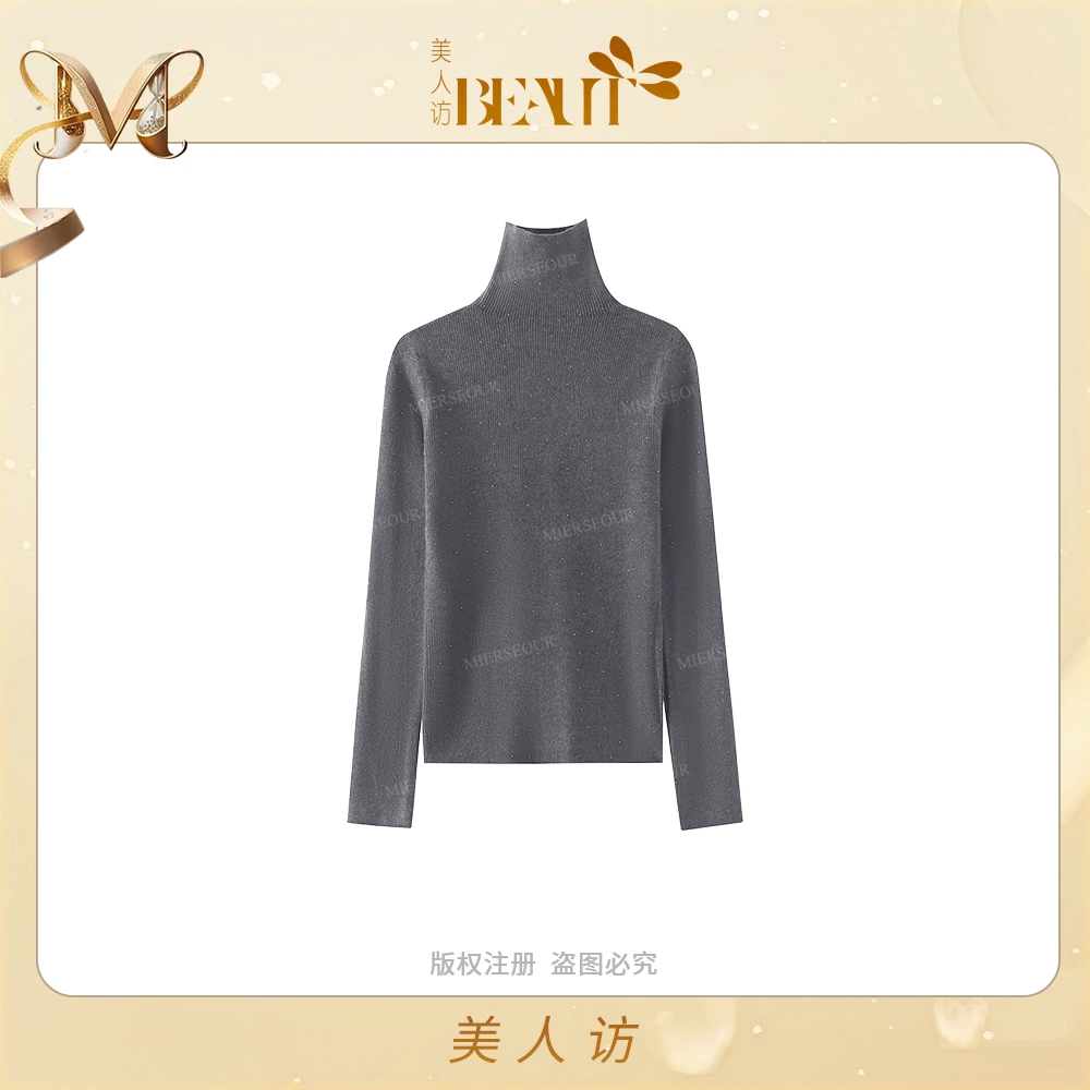 【热门必入款】“高支暖身”修饰颈部高领闪钻毛衣12593