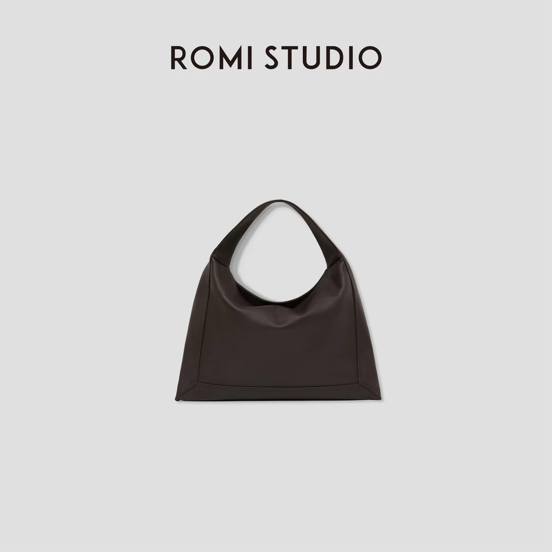 ROMI STUDIO“松弛慵懒”100%牛皮大容量软皮单肩腋下包RW24LP31376