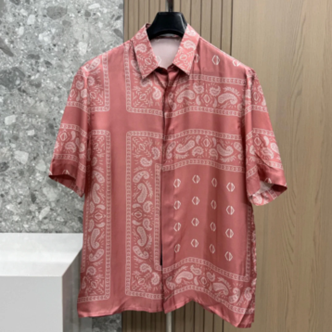 未使用 DIOR/迪奥 133189 男款经典腰果花桑蚕丝衬衫