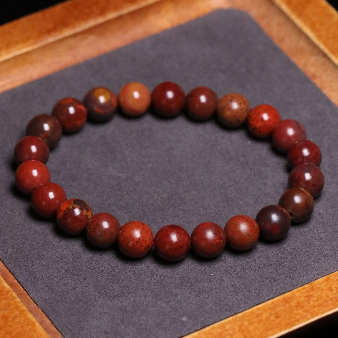 凉山高品质包浆伴生矿柔光乌石单圈手串 多样性发