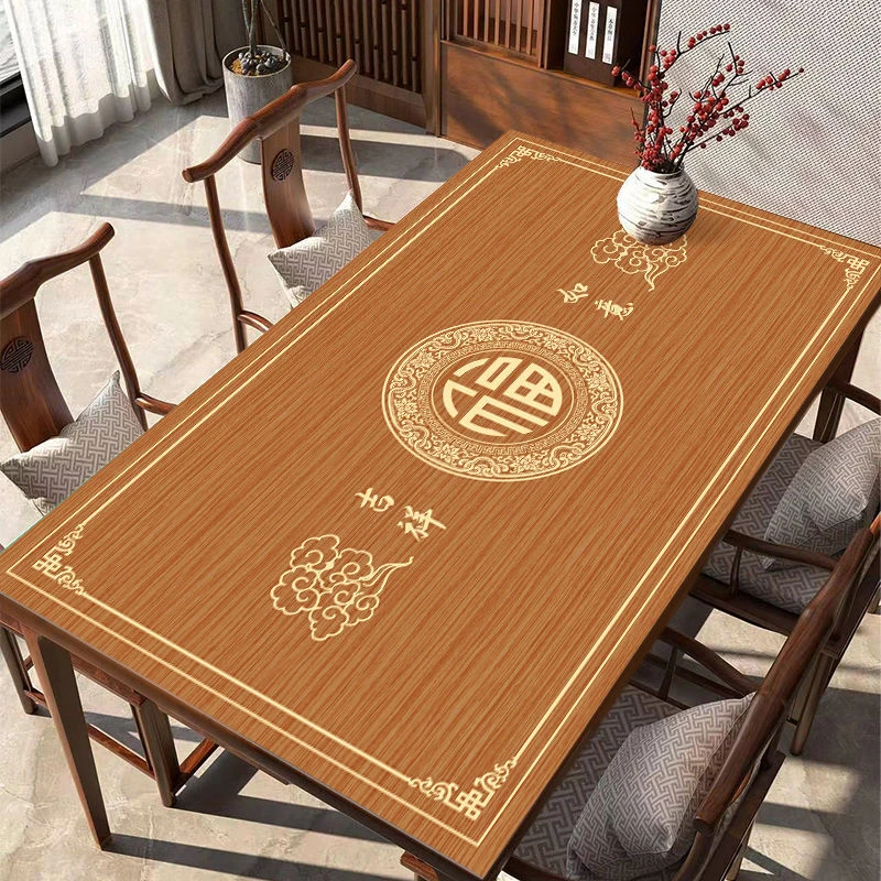 2025新款PVC防水防油新中式国风餐桌垫茶几垫桌布防烫桌面保护垫