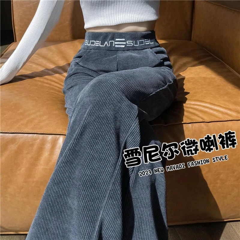 微喇叭裤女秋冬雪尼尔裤子2025梨形穿搭高女女款大码工装裤