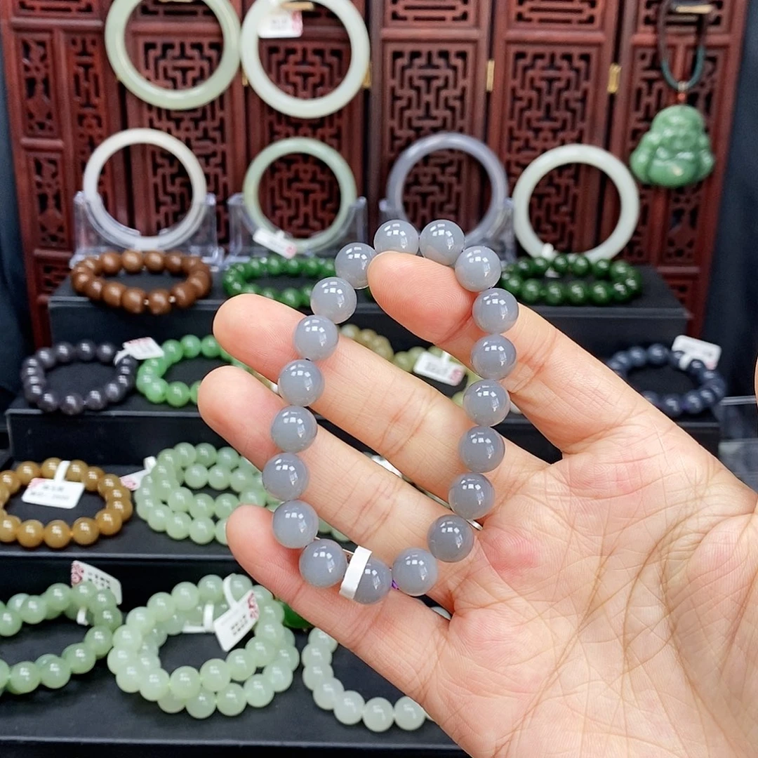 和田玉手串未镶嵌烟灰10