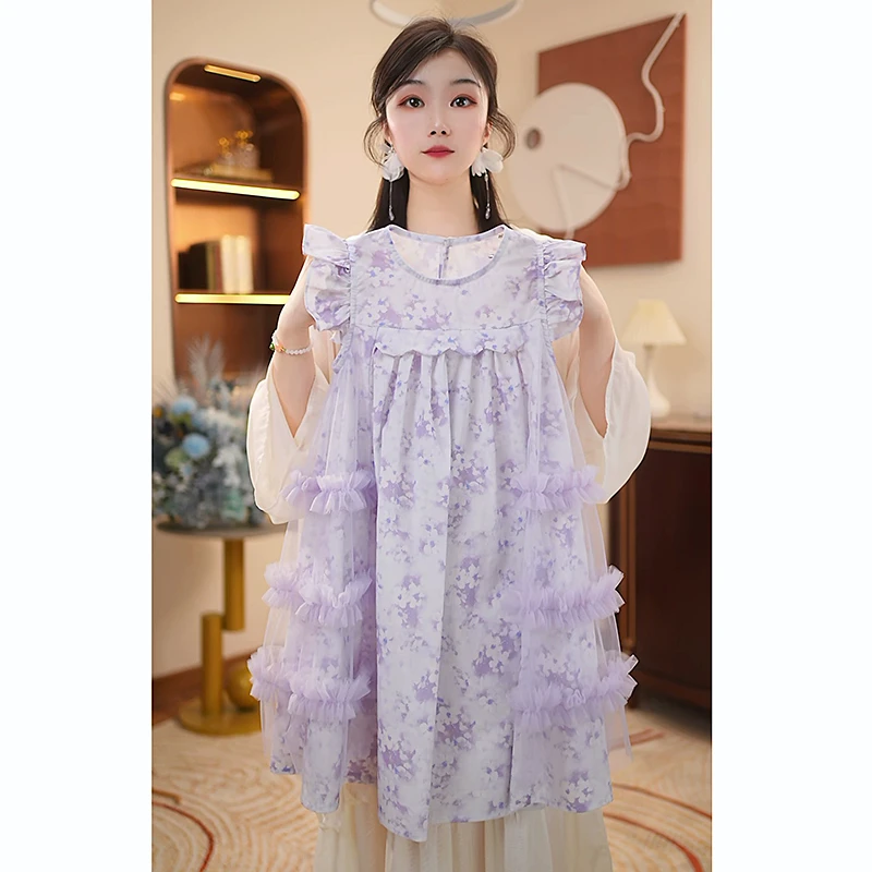 女童夏季连衣裙2025夏季新款女孩花卉A字裙碎花夏装公主裙Q62688