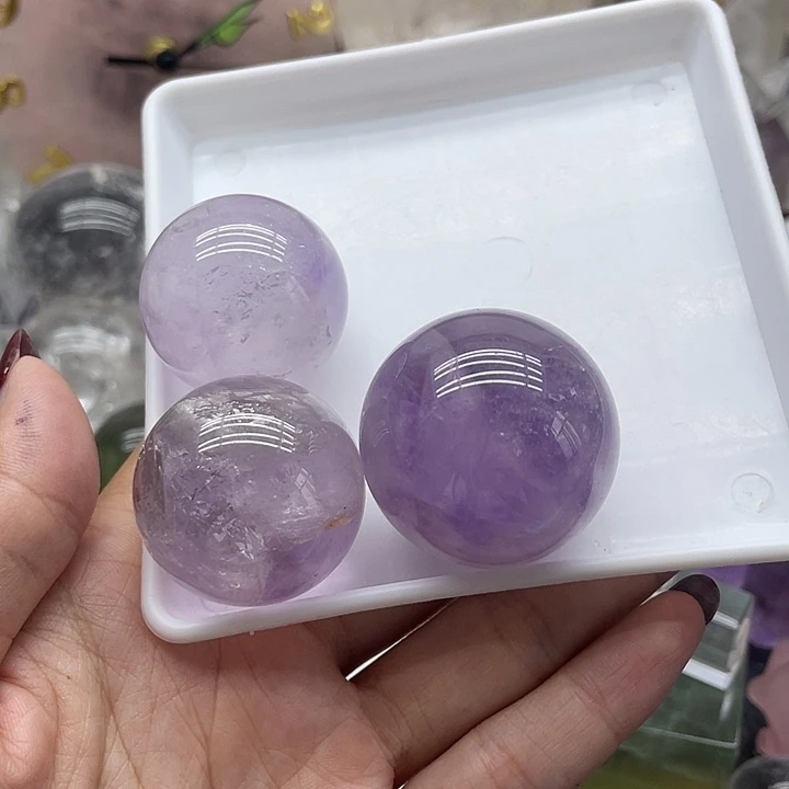 青***）未镶嵌珠宝半成品水晶36紫水晶球