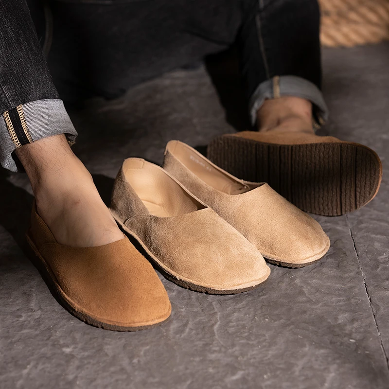 爆款夏季经典极简风真皮男士一脚蹬休闲百搭复古软底单鞋 2319-04