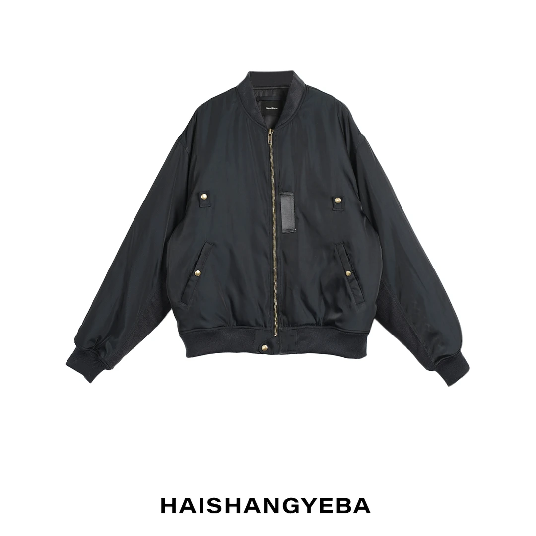 【海上叶爸】新款2025秋冬百搭尼龙男女同款宽松厚款棒球外套