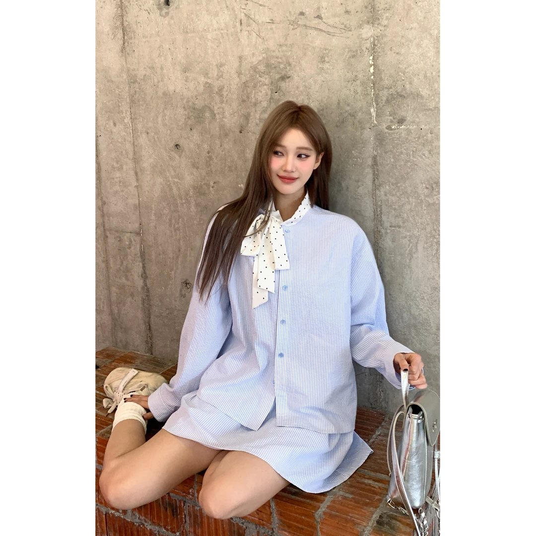 ANDEARDI设计感俏皮蝴蝶结活力衬衫女春季宽松显瘦衬衫