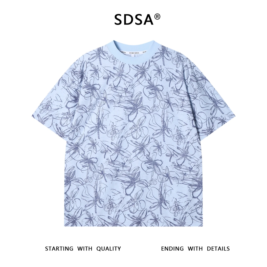 夏季高级感新款韩版撞色抽象线条圆领短袖T恤百搭时尚休闲上衣