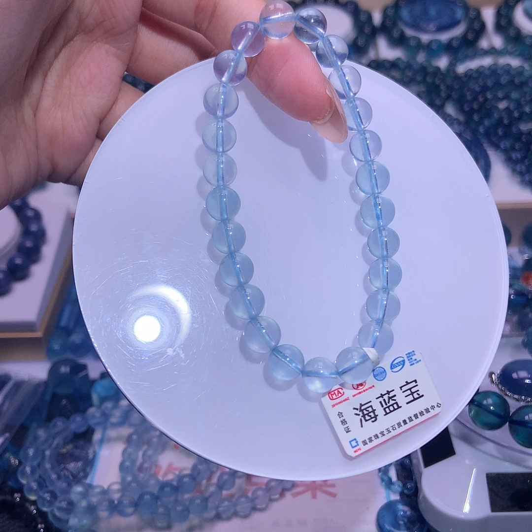 未镶嵌手串水晶海蓝宝冰川蓝7mm280元
