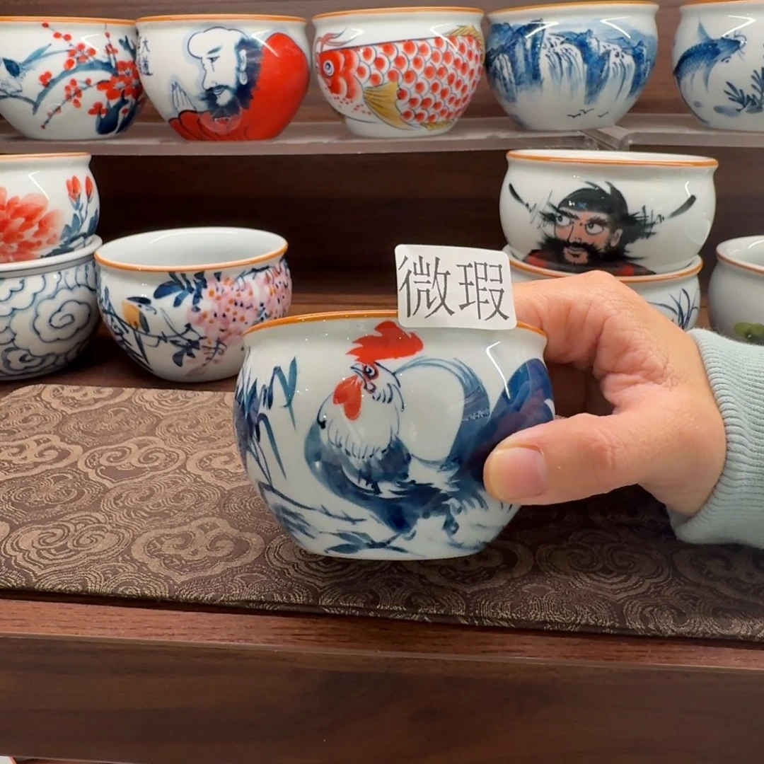 釉下手绘茶具微瑕