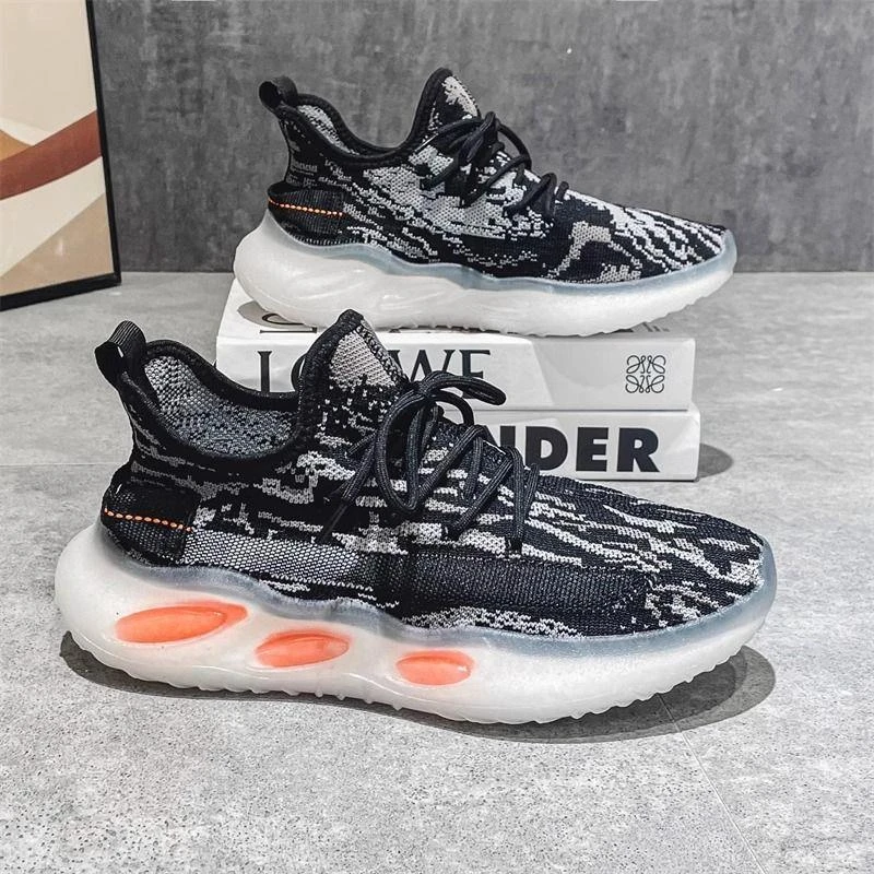 夏季网面健步男鞋新款潮流飞织椰子鞋网面透气特殊设计增高防滑