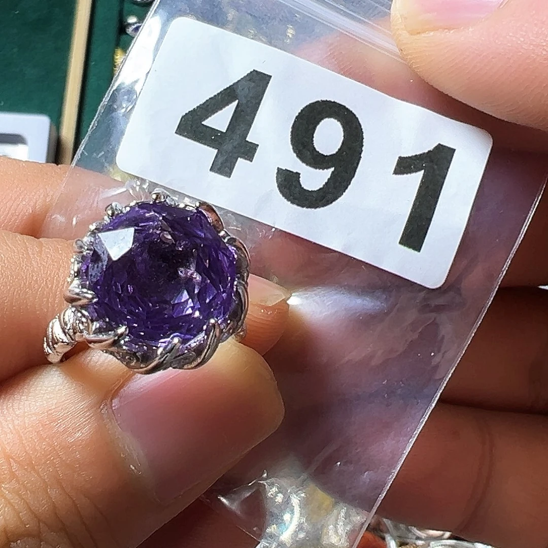 紫晶戒指银S925镶嵌流****生