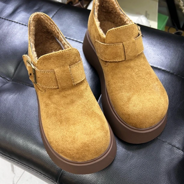 秋冬轻职风勃肯鞋休闲风雪地靴棉鞋冬季纯色复古港风