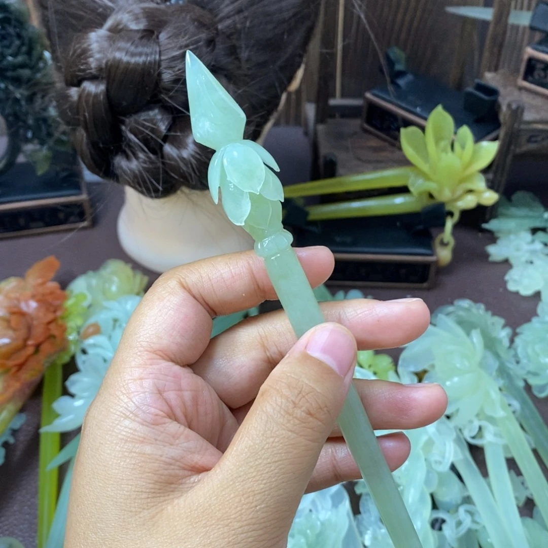 蛇纹石玉未镶嵌发饰Ꮤ****Ꮤ