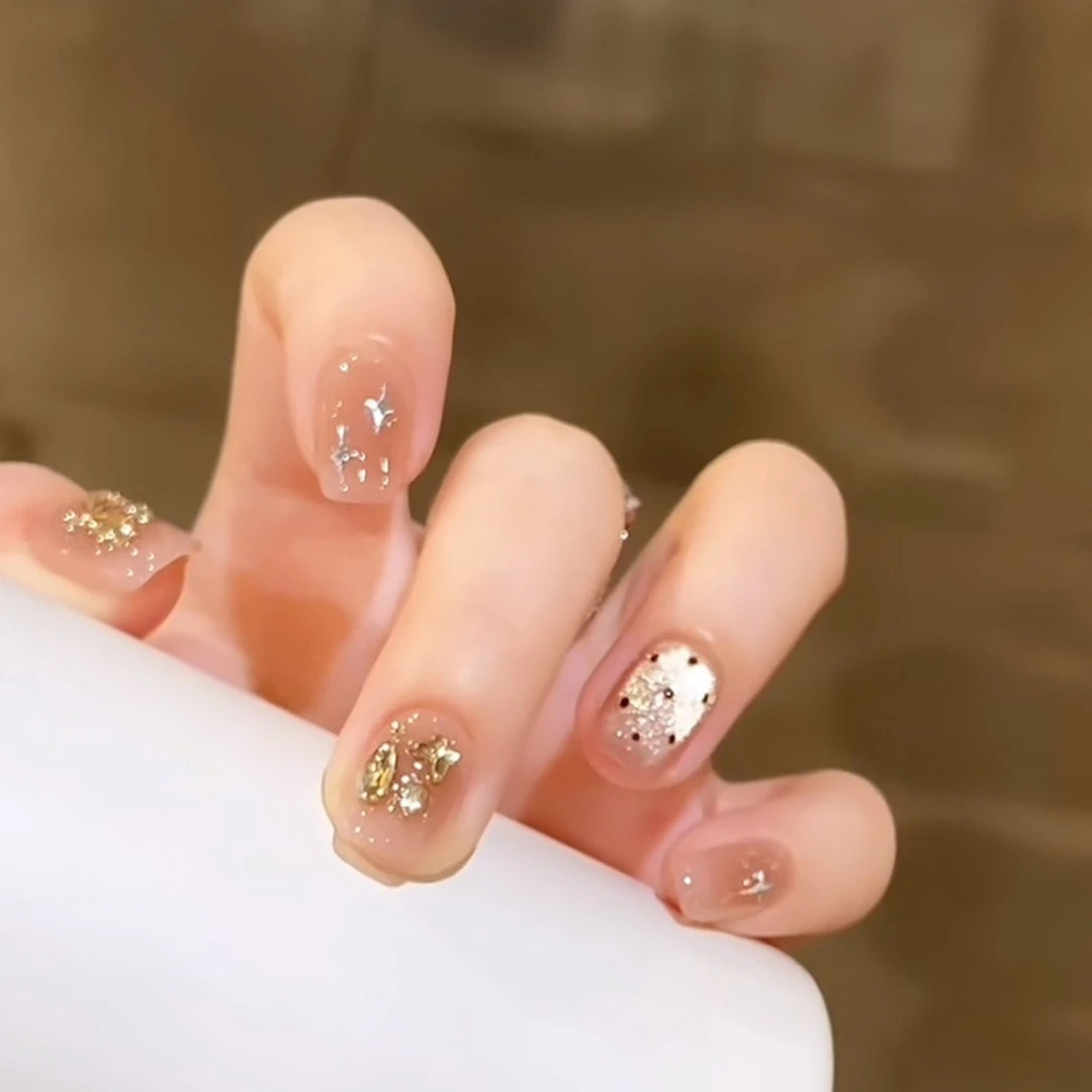 【黎明时分】春季高品质纯手工穿戴甲精品短款显白成品美甲贴片美甲