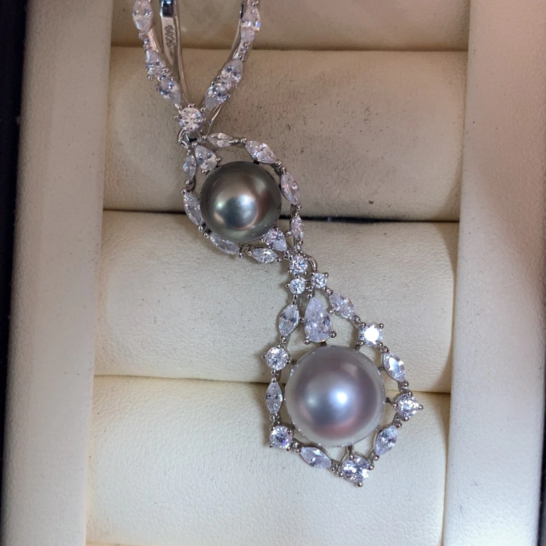 海水珍珠银S925镶嵌颈饰