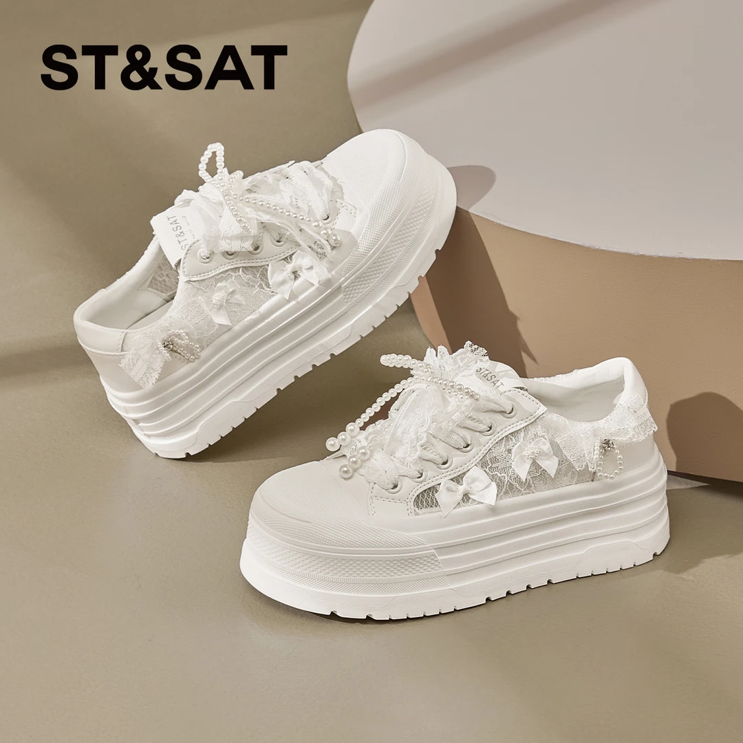 St&Sat/星期六增高小白鞋2025夏季新款网面透气板鞋百搭休闲女鞋