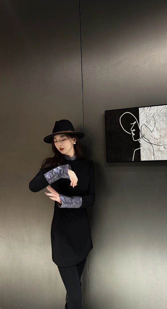 【希纳】Q5501春季新款民族风中长款收腰连衣裙