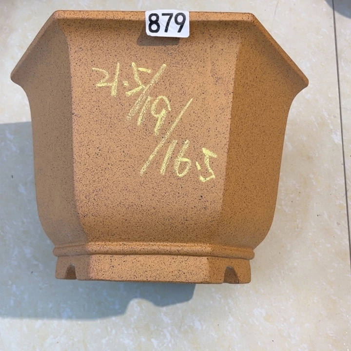 紫砂花盆微微瑕柴烧宫灯大六方879
