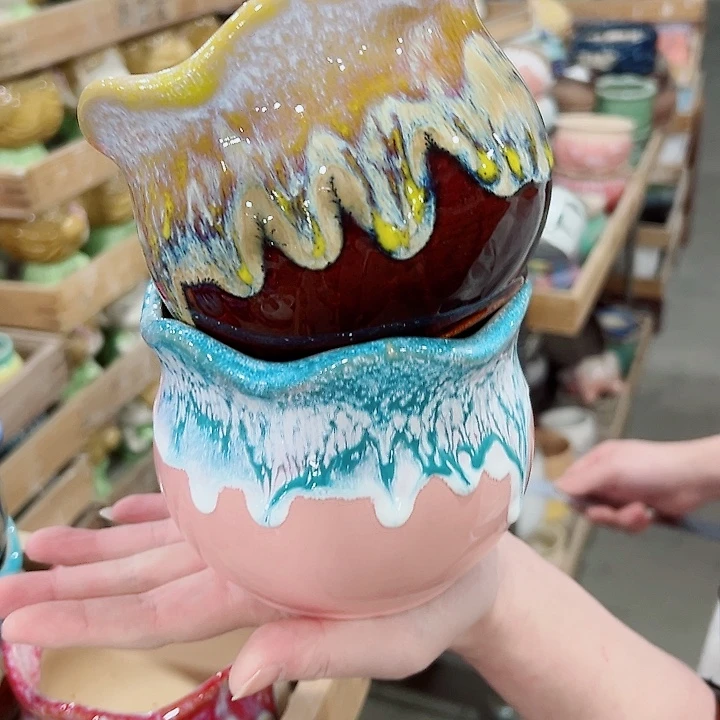 有孔.凑满10元发货多肉陶瓷花盆！