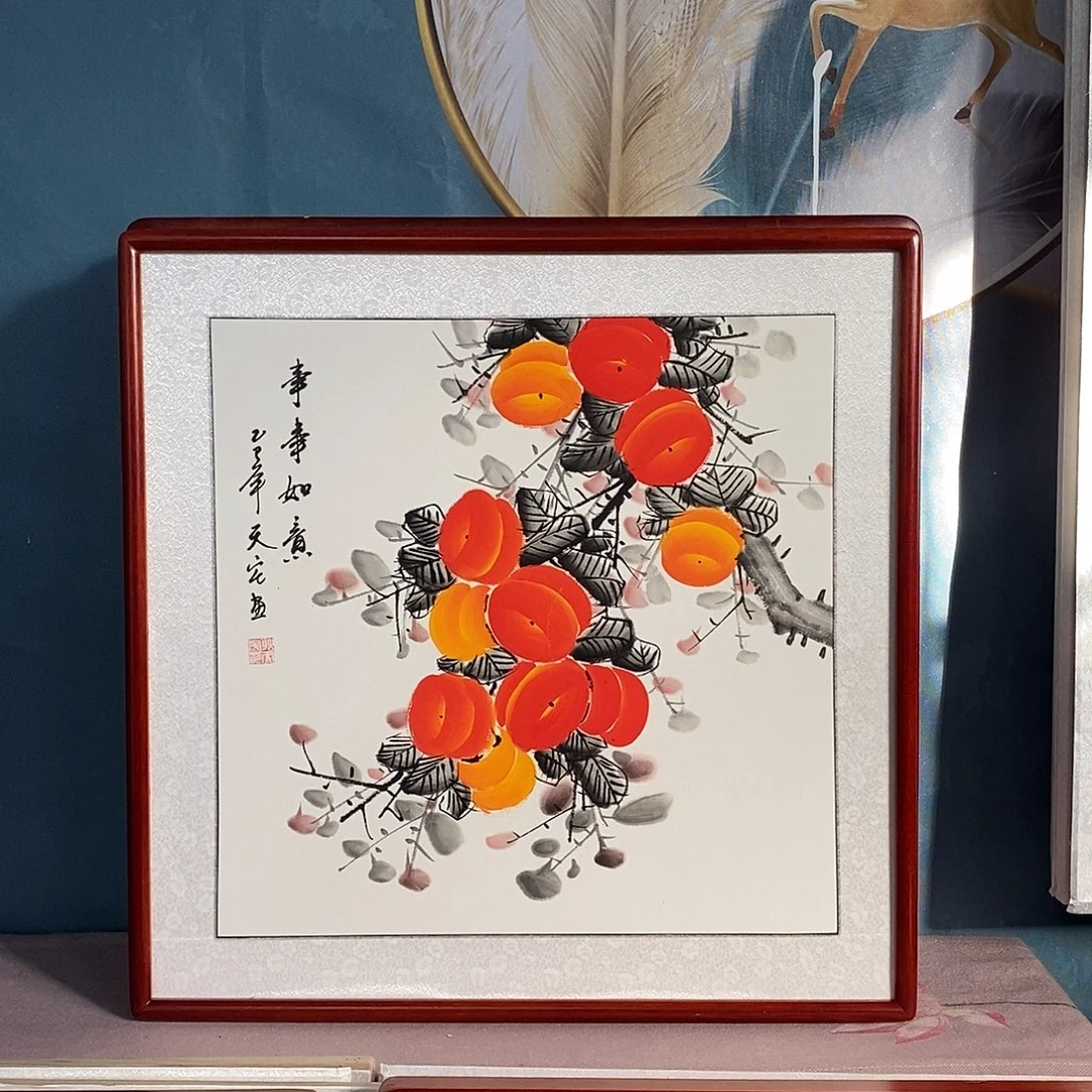 国画带框尺寸62厘米外径手绘作品