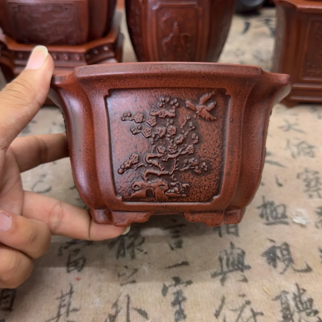 紫砂花盆14x7.5内经紫砂花盆
