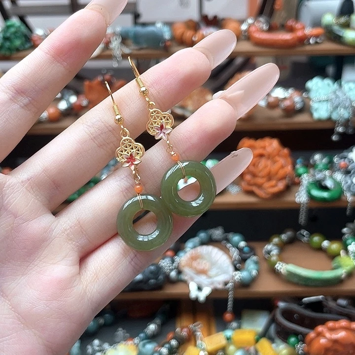 和田玉未镶嵌耳饰饰品