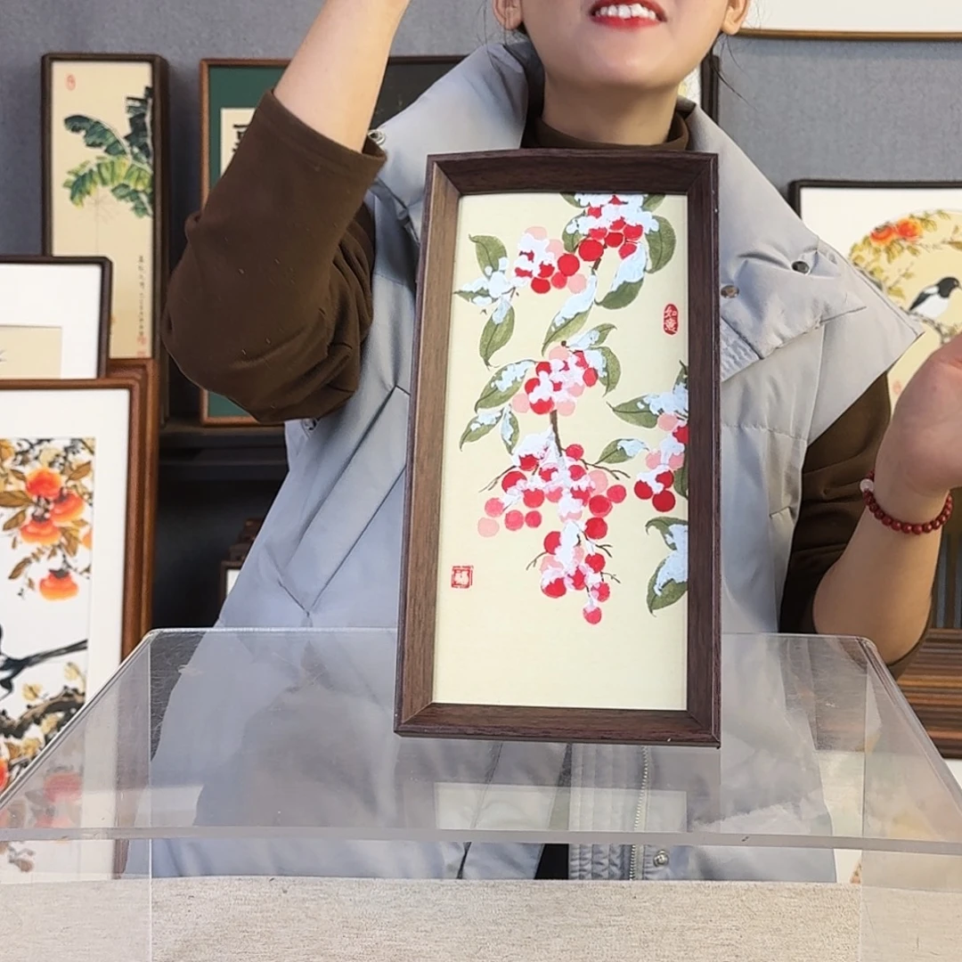 书法纯手绘，纯手写带框尺寸：16×29厘米